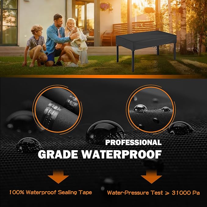 TOHONFOO Rectangular Patio Table Cover - Waterproof Anti-UV Outdoor Table Cover - Outdoor Patio Furniture Cover 90" L x 40" W x 6" H