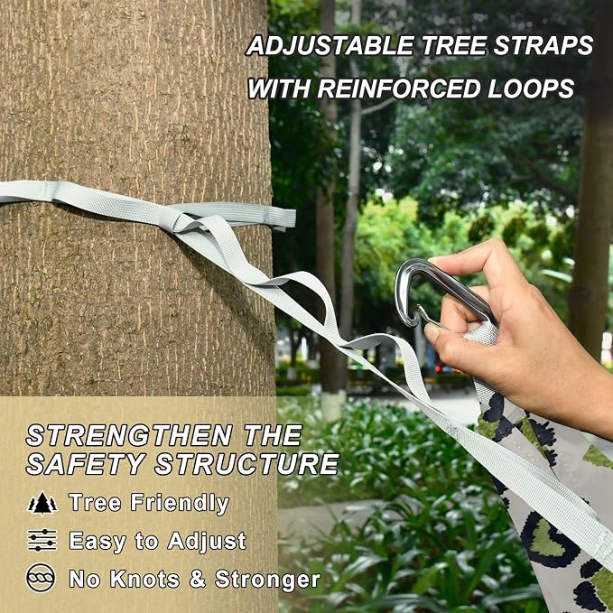 Camping Hammock Outdoor Hammocks for Outside Green Heart Leopard Beach Trees Portable Lightweight with Pockets Tree Straps Indoor