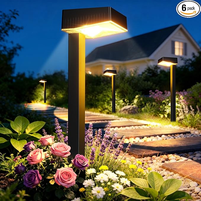 ELECLINK Solar Pathway Lights Outdoor, 4 Pack Garden Lights Solar Powered Path Lights with Bigger LED Lens, 2 Light Modes Waterproof Outdoor Solar Light for Yard Driveway Walkway Landscape Patio Lawn