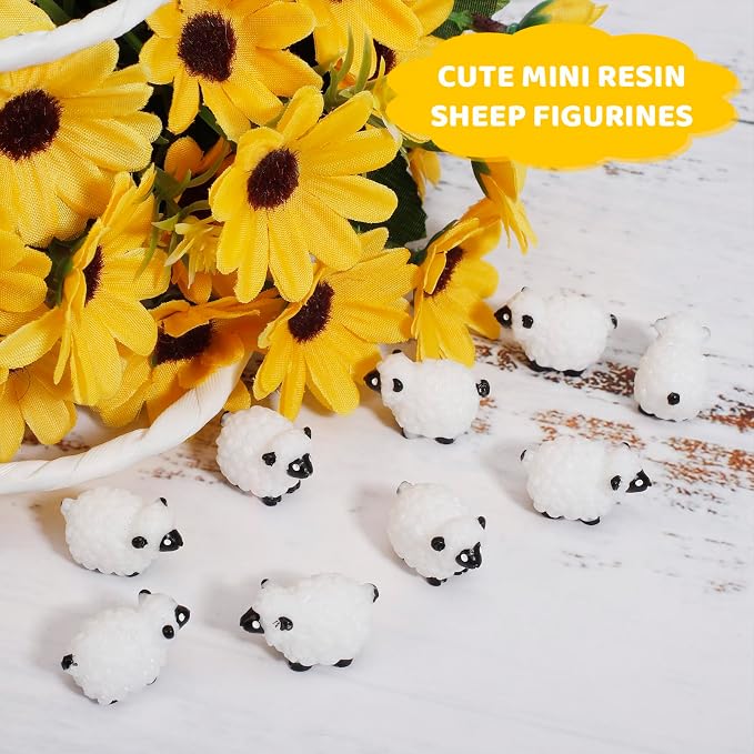 Guiqulai100pcs Mini Resin Sheep Figurines Garden Decor Ornaments（Black） | Cute Sheep In 4 Colors Perfect Indoor Outdoor Garden Landscape Potted Plant Dollhouse Decoration