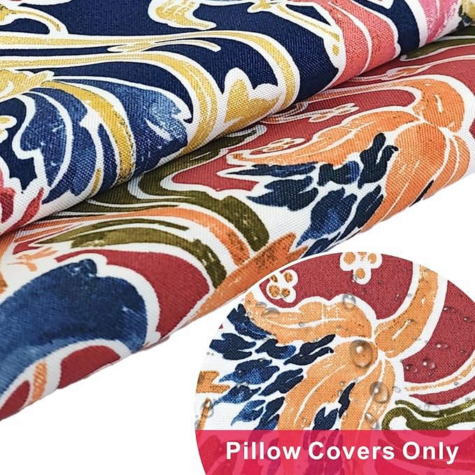 JMGBird Red Outdoor Pillows Covers Outdoor Throw Pillowcases | 12x20 Outdoor Pillow Covers with 2 Color Combinations Waterproof Outdoor Pillows for furniture