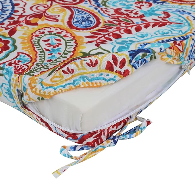 FUNHOME Outdoor Bench Cushion Cover 48 x18 x 3 inch,Water Resistant Cover with Zipper&Ties,Fade-Resistant Slipcover,Patio Porch Swing Cushion Cover Replacement Only,No Insert(Phoenix)