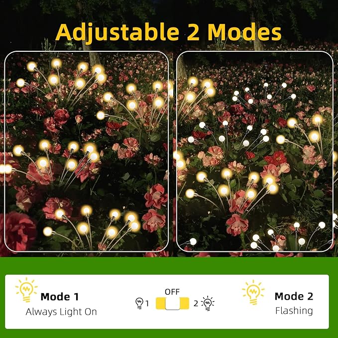 SCNNC Solar Lights Outdoor - 4Packs, 32 LEDs Garden Lights Solar Powered Firefly Lights IP65 Waterproof for Lawn Yard Patio Pathway & Landscape Garden Decoration Gifts