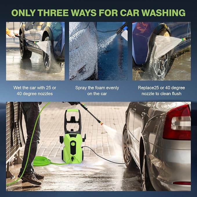 2026 New 5000PSI Electric Pressure Washer, Power Washer with 33FT Resistant Extension Hose and 4 Nozzles, Compatible with Undercarriage washers, Professional Powerwashers for Home/Car(Green)