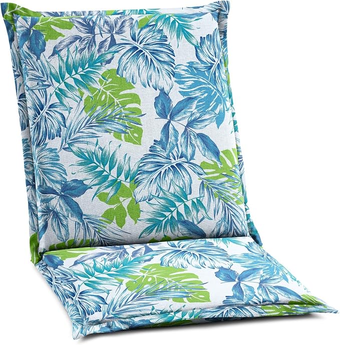 BrylaneHome Bh Outdoor Performance Flanged Hinged Cushion - Blue Fern