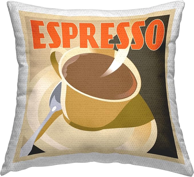 Stupell Industries | Retro Espresso Mug, 18 x 18 | Outdoor Pillow, Made in USA - By Richard Weiss