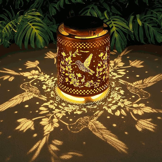Hummingbird Solar Lanterns Garden Decor Birthday Gifts for Women Mon Grandma Metal Hanging Solar Lights Waterproof Outdoor Decoration for Outside LED Lanterns for Yard Patio Lawn Pathway Landscape | Metal Hanging Solar Lights Waterproof Outdoor Decorat...