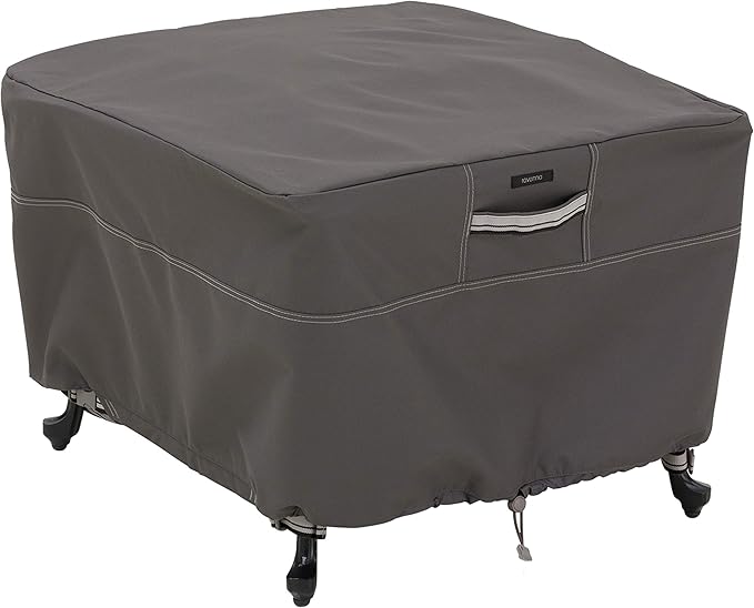 Classic Accessories Ravenna Water-Resistant 26 Inch Square Patio Ottoman/Table Cover, Outdoor Table Cover