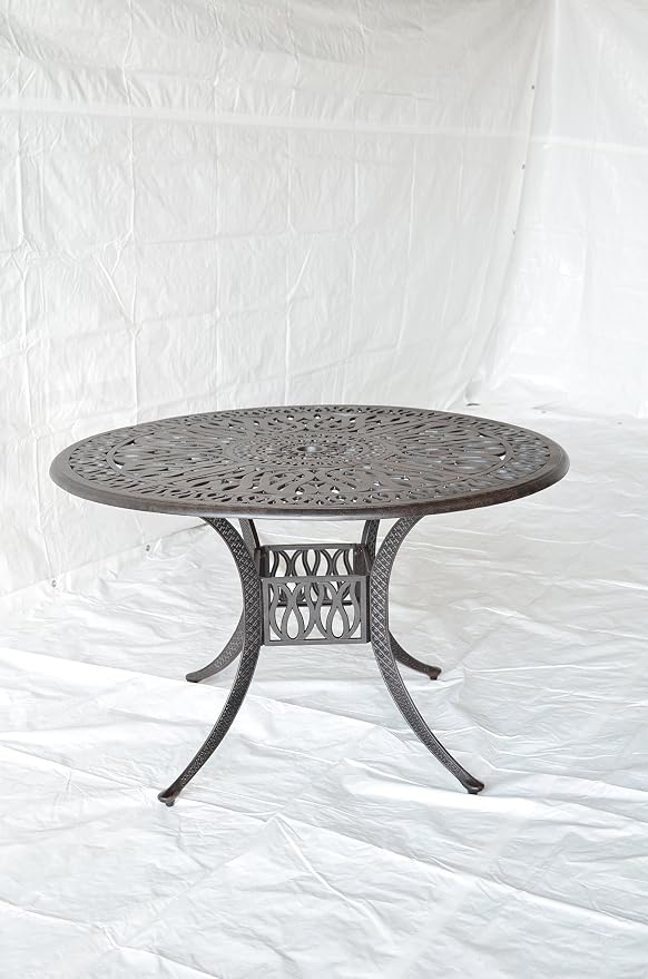 Santa Clara Outdoor Patio 7 pcs Round Dining Set Dark Bronze Cast Aluminum (Set with 6 Regular Chairs)