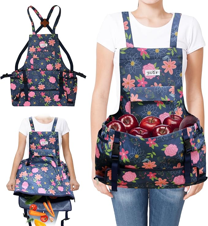 Garden Harvest Apron for Women, Fruit Picking Apron with Quick Release Bottom