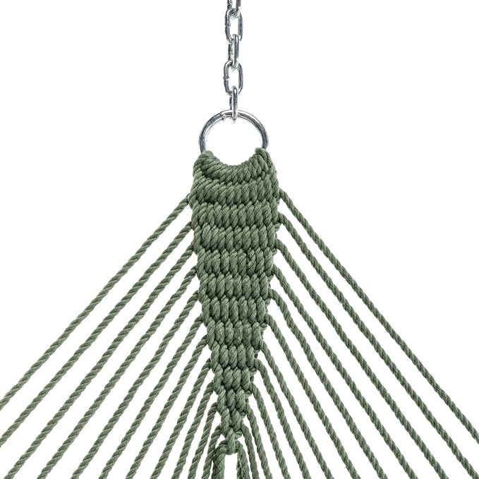 Original Pawleys Island Deluxe Meadow DuraCord Rope Hammock – 13 ft. x 65 in, 2-Person, 450 lb Capacity, Oak Spreader Bar, Zinc-Plated Hardware, Handcrafted in the USA