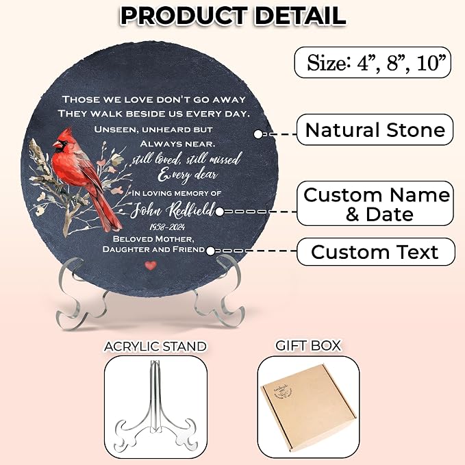 Cardinal Memorial Garden Stone Those We Love Don't Go Away Remembrance Gift Loss of Loved One Nanny Papi Mom Dad Step Father Mother in Law Grief Heaven Condolence Home Outdoor Walkways Grave Decor
