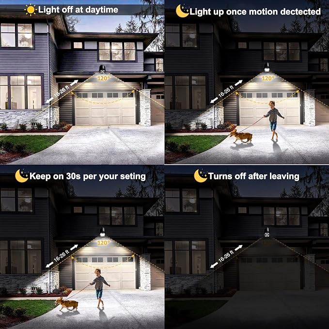 Battery Operated Motion Outdoor Waterproof Lights, 800 Lumen Ultra Bright Battery Powered Night Activation Security Spotlight for Porch, Trash Can, Stairs, Garage (2 Pack)