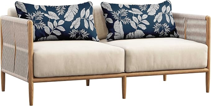 Indoor/Outdoor Polyester Fabric Lumbar Pillow Cover, All-Weather Waterproof Rectangular Cushion Case for Patio Furniture, 16 x 24 Set of 2 - Leaves-31