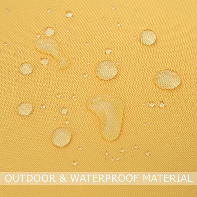 LIGICKY Pack of 2 Yellow Outdoor Waterproof Throw Pillow Covers Decorative Orange Edge Square Pillows Cushion Case Outside Pillowcase for Patio Couch Tent Sunbrella (18x18 inch)
