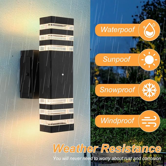 Dusk to Dawn Outdoor Light with Outlet 2 Pack, Porch Lights with Outlet | Outdoor Light with GFCI Outlet, IP65 Waterproof Anti-Rust Exterior Light Fixture for House Porch Front Door