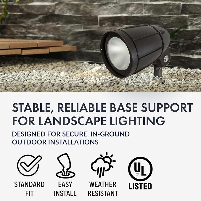 17" Outdoor Landscape Lighting Mounting Post – Heavy Duty ABS Ground Stake with Stabilizing Wings & 1/2" NPT Threaded Cap for Flood Lights, Spotlights & Outdoor Fixtures, MPOST17