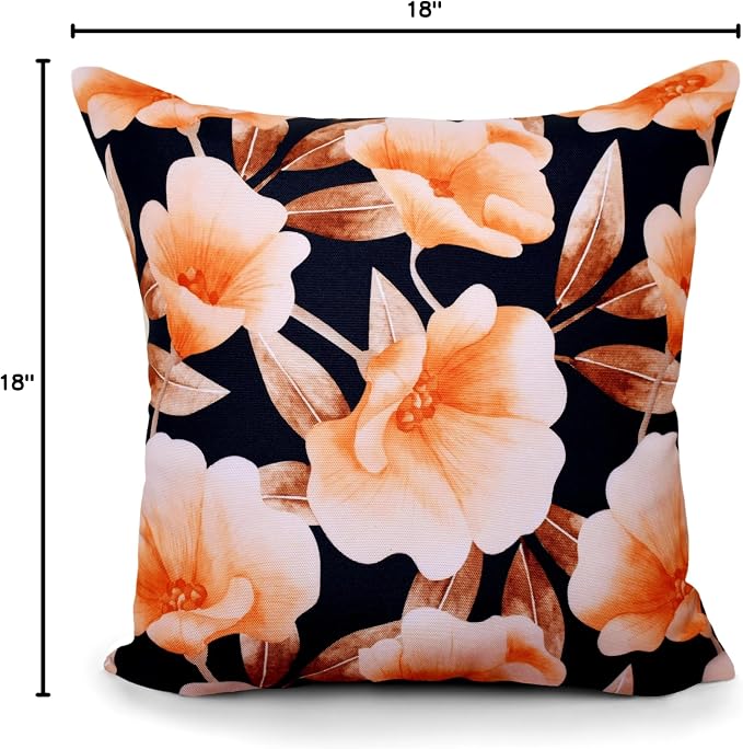 COZY TRENDS Decorative Indoor Outdoor Waterproof Throw Pillows with Inserts - Stylish Comfort for Your Patio Furniture, Garden Chairs, or Indoor Décor (18''X18'', Black)