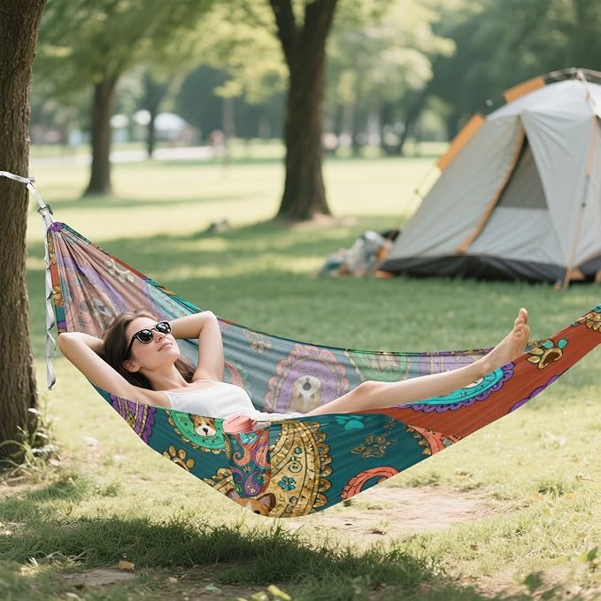 Retro Animal Camping Hammock Fabric for Outside Patio Garden