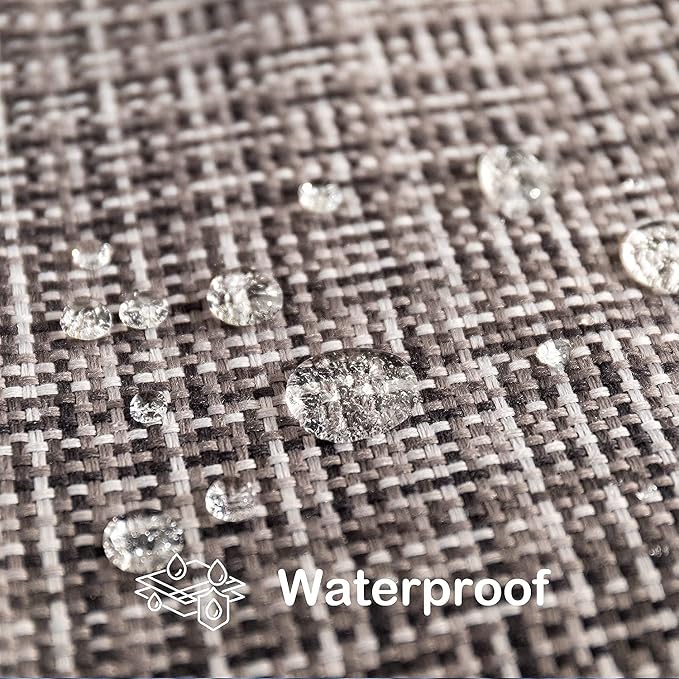 Kevin Textile Outdoor Waterproof 26x26 Inch Pillow Covers 2 Pack, Grey | Water Resistant, Faux Linen Yarn-dyed, Woven Texture Euro Throw Pillow Covers for Tent Patio Garden Couch Sofa