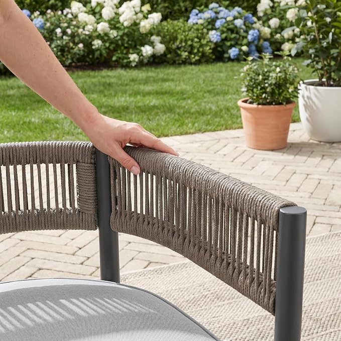 VICLLAX Patio Dining Set for 8-63" Round Table & Cushioned Seats, Grey