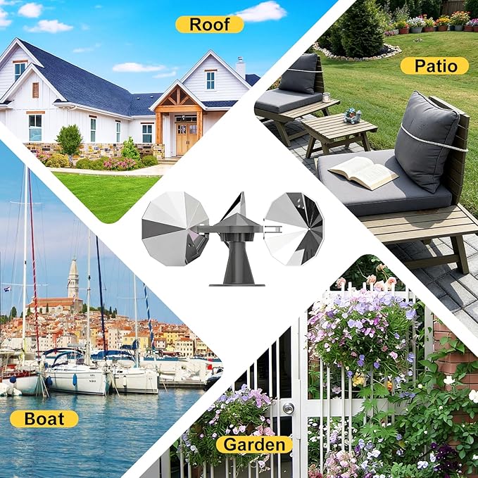 OFFO Bird Scare Reflective Device, Bird Reflector with Plastic Base for Outside Patio, Keep Pigeon Woodpeckers and Sparrows Away from Outdoor Boats Roofs Gardens