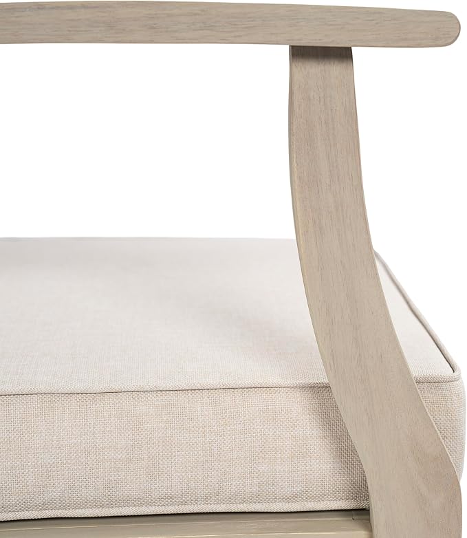 Christopher Knight Home Lila Acacia Wood Outdoor Patio Furniture Set for 6, Patio Conversation Set with 4-Seater Sofa + 2 Club Chairs and Coffee Table, Patio Sofa Set with Cushions, Light White+Sand