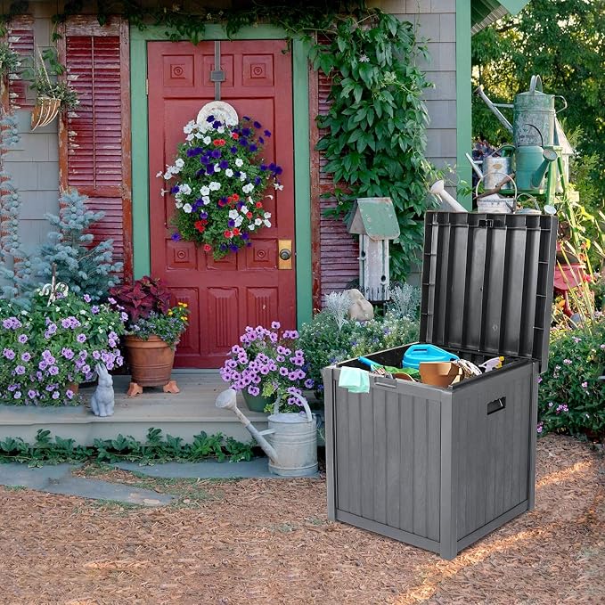 51 Gallon 195L Deck Box-Organization and Storage for Patio Furniture Outdoor Garden Tools Outdoor Storage Outdoor Storage Box for Patio Furniture, Patio Cushions, Gardening Tools, Pool Supplies Grey
