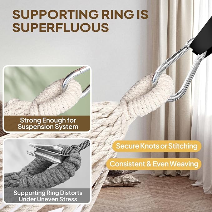 ANYOO Cotton Hammock Portable Camping Hammocks for Hanging Sturdy Garden Comfortable Fabric Hammock with Tree Straps Up to 660lbs with Travel Bag for Camping Outdoor/Indoor Patio Backyard