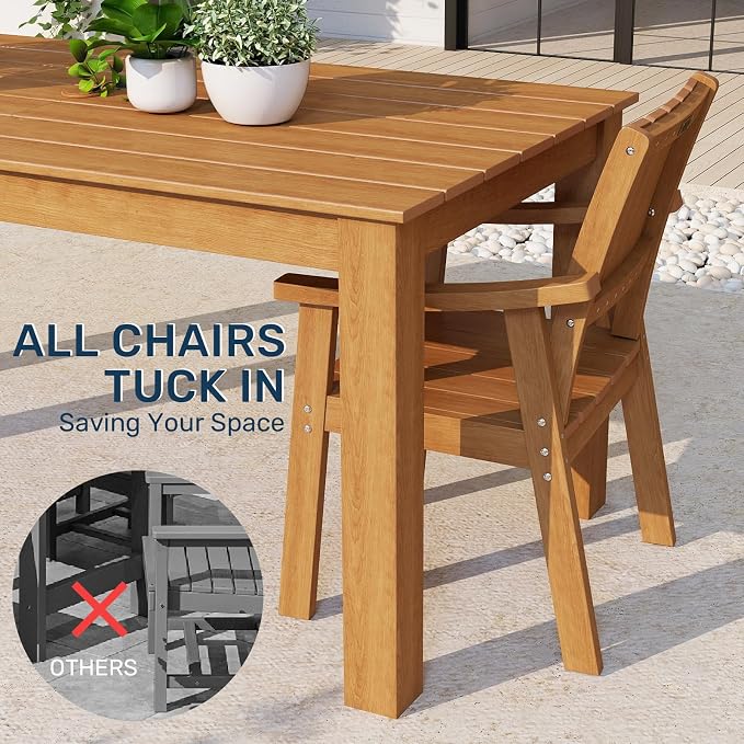 ZHUSI Outdoor Dining Set for 6 HIPS (Teak, 7 PCS)