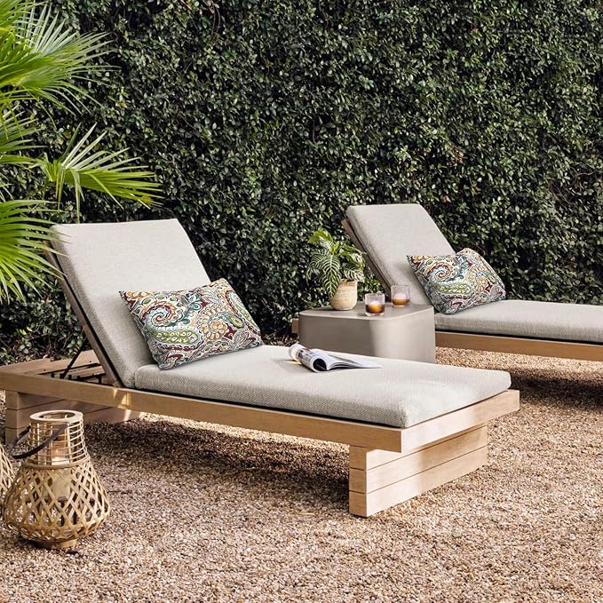 DYTXIII Pack of 2 Waterproof Outdoor Lumbar Pillow with Inserts, 12x20 in Rectangle Decorative Patio Throw Pillow for Home, Sofa,Bench and Patio Furniture, Paisley Chilli