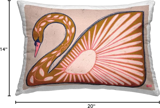 Stupell Industries | Boho Floral Swan, 14 x 20 | Outdoor Pillow, Made in USA - By Birgit Maria Kiennast