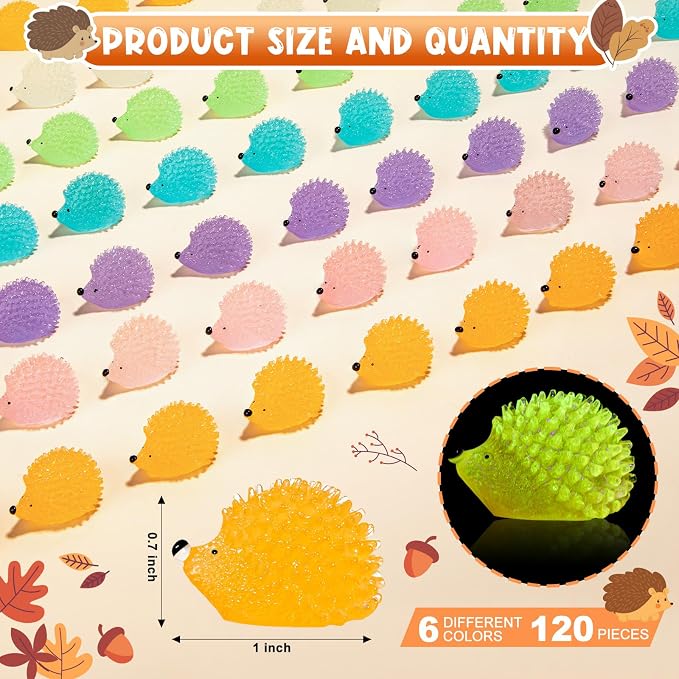 60PCS Luminous Mini Resin Hedgehogs Tiny Resin Hedgehogs for Dollhous | Cute Miniature Hedgehog Figures Glow in The Dark, Micro Landscape DIY Home Outdoor Decor