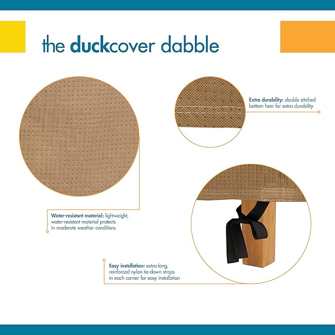 DUCKCOVERS Essential Water-Resistant 109 Inch Rectangular/Oval Patio Table & Chair Set Cover, Outdoor Table Cover