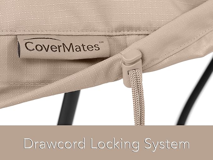 Covermates Ultima Outdoor Rectangular Dining Table Top Cover – Rip-Resistant All-Weather Water & Rip-Resistant Polyester, Mesh Vent, Drawcord & Buckle Straps, Square 24W x 24D x 6H, Ripstop Tan