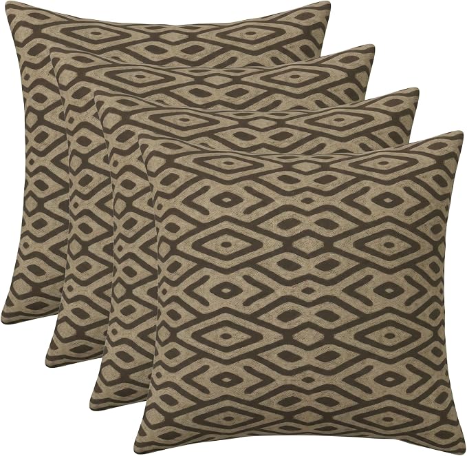 RSH DECOR: Square Throw Pillows Set of 4 | 20" x 20" | Water and Fade-Resistant Performance Fabric | Outdoor Pillow Covers with Down-Alternative Inserts | Made in USA (Madura Mink)