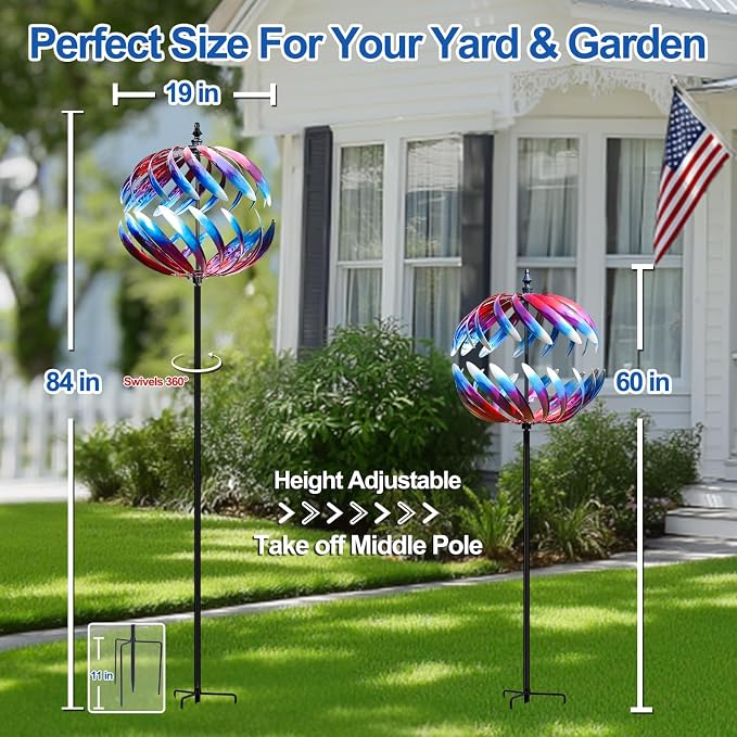 LimeHill Wind Spinners Outdoor, 84" Large Metal Wind Spinners for Yard and Garden, Wind Sculptures & Spinners with Stake, Windmill for Yard Ideal Gift for Family Friends