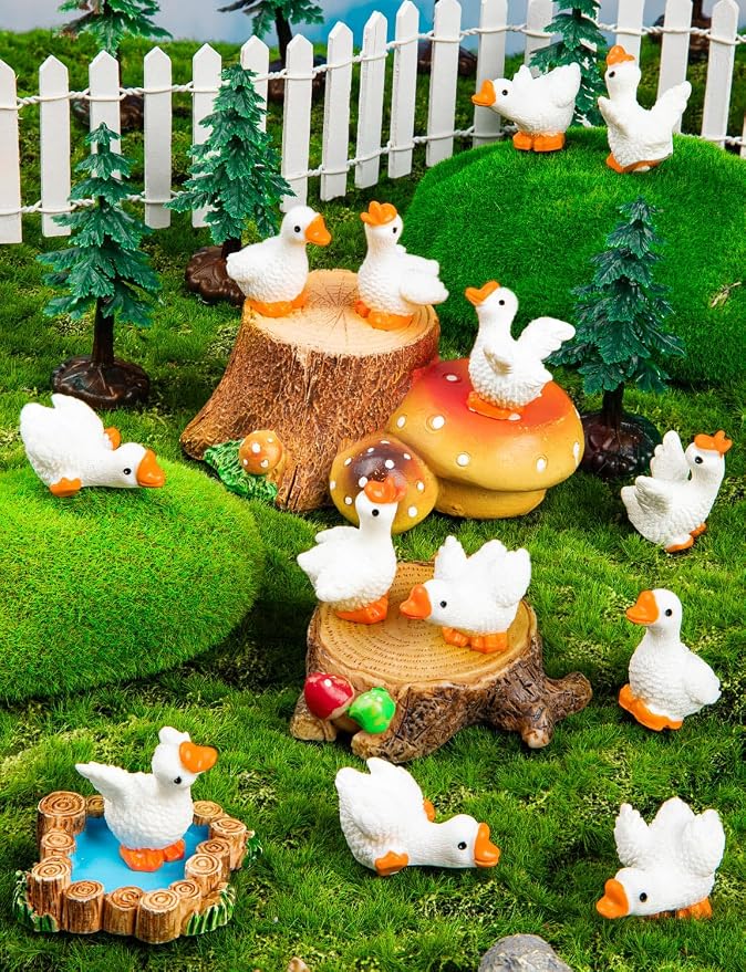 84pcs Mini Resin Goose Tiny Animal Figurine Bulk | Small Desk Goose Decor for Garden Lawn Yard Micro Landscape Aquarium Potted Ornament DIY Craft