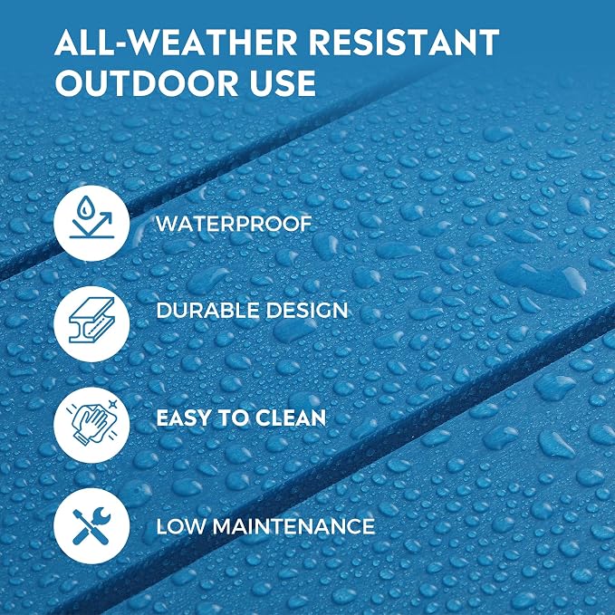 Costaelm Patio Conversation Set, Outdoor Chairs Set of 5 Balcony Firepit Furniture Outdoor Adirondack Round Table and Chair Backyard Furniture Set for Lawn Porch Pool Garden, Pacific Blue