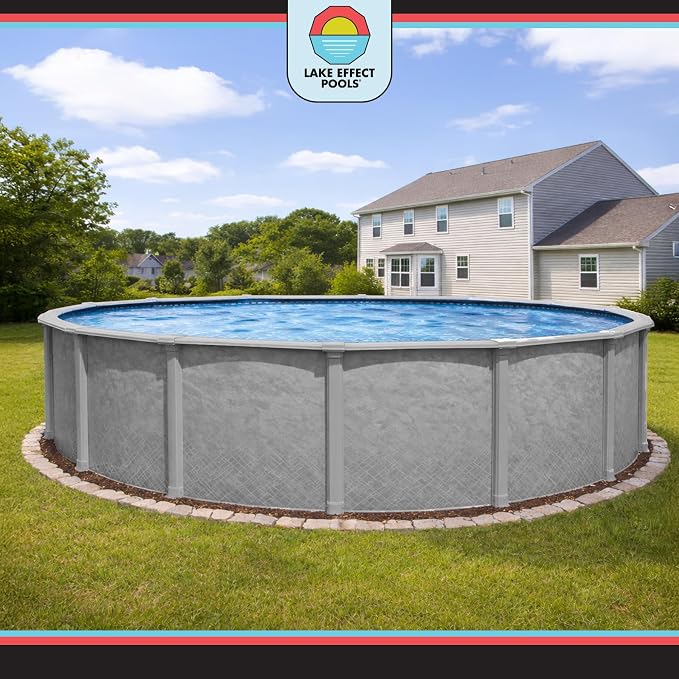 Lake Effect Pools 'Lifestyle' 21 ft Round Above Ground Swimming Pool | 54 Inch Resin Protected Steel Sided Walls | Bundle Includes: 25 Gauge Overlap Liner & Widemouth Skimmer