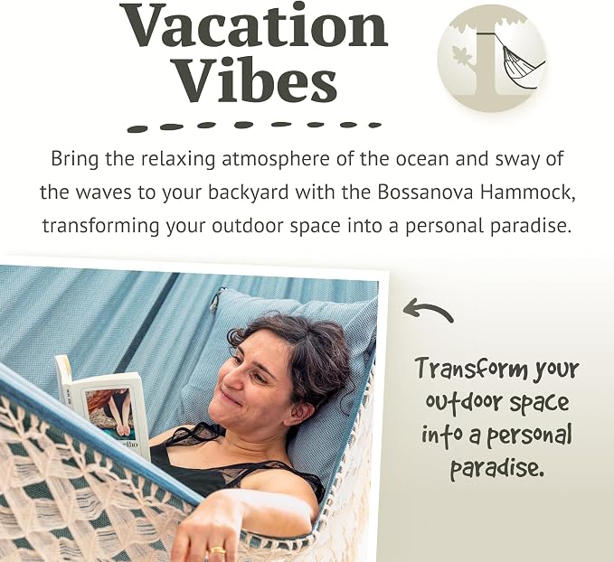 LA SIESTA® - XL King Bossanova Brazilian Hammock - Luxurious Comfort, Organic Cotton Handmade in Brazil - Boho Hammock, Macrame Hammock - Extra-Wide Indoor Hammock Bed for Relaxation - Fjord