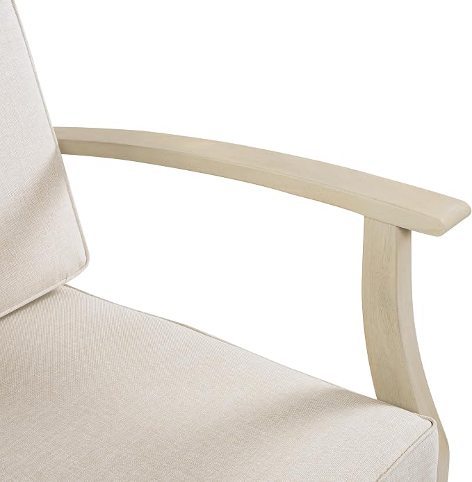 Christopher Knight Home Perla Set of 2 Acacia Wood Club Chair and Coffee Table, 3 Piece Patio Bistro Set, Solid Wood Outdoor Patio Furniture Set with Center Table, Light White+Sand
