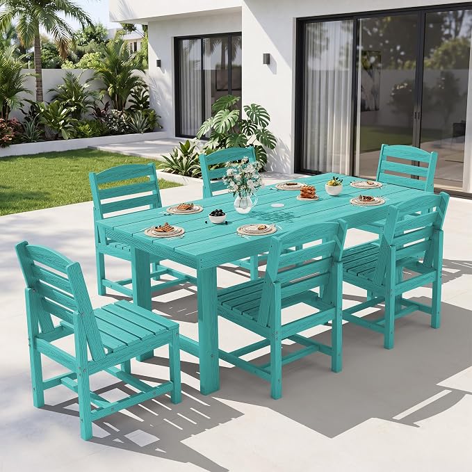 KINGYES Patio Armless Dinning Chairs Set of 2, HDPE All-Weather Outdoor Patio Chairs for Garden Backyard, Aruba