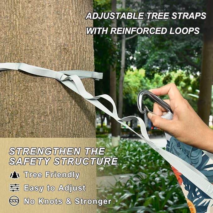 Camping Hammock Outdoor Hammocks for Outside Orange Hibiscus Flower Beach Trees Portable Lightweight with Pockets Tree Straps Indoor