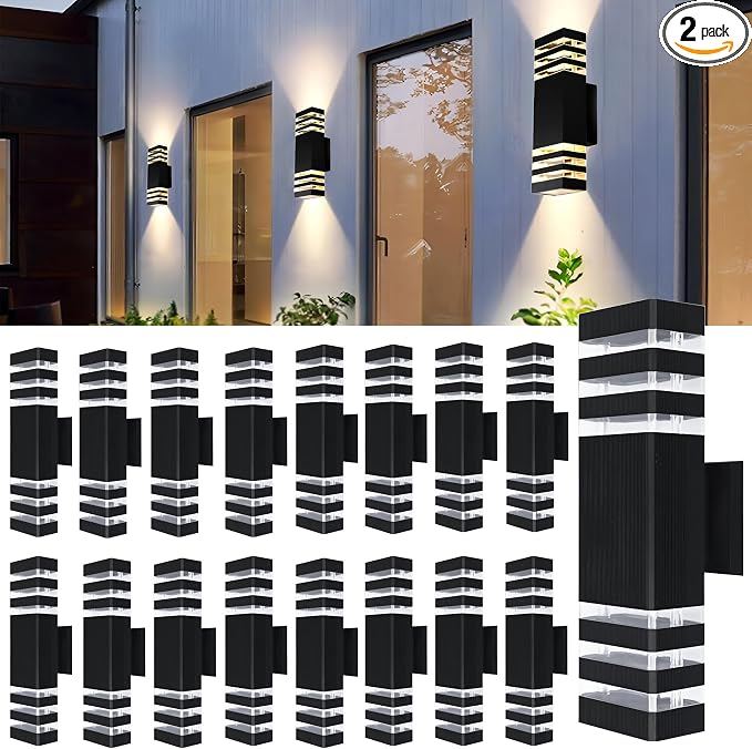 16Pack 15inch Outdoor LED Wall Lights,18W Outdoor Up&Down Wall Light Aluminum Body 4000K Day White Waterproof IP65 Outside Wall Lights 1800LM Outdoor Wall Mount Lights for Wall porch Garage Garden
