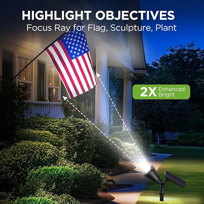 InnoGear 1 Solar Spot Lights Outdoor for Flag Pole Garden Yard, Cool White | Waterproof, Auto On/Off, Adjustable Brightness, 2 Installations, Tree, Uplights, Solar Powered Spotlight, Landscape Lighting