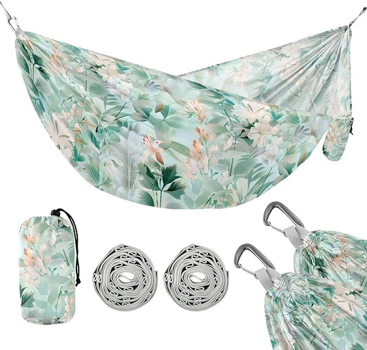 Camping Hammock Outdoor Hammocks for Outside Plants and Flowers Beach Trees Portable Lightweight with Pockets Tree Straps Indoor