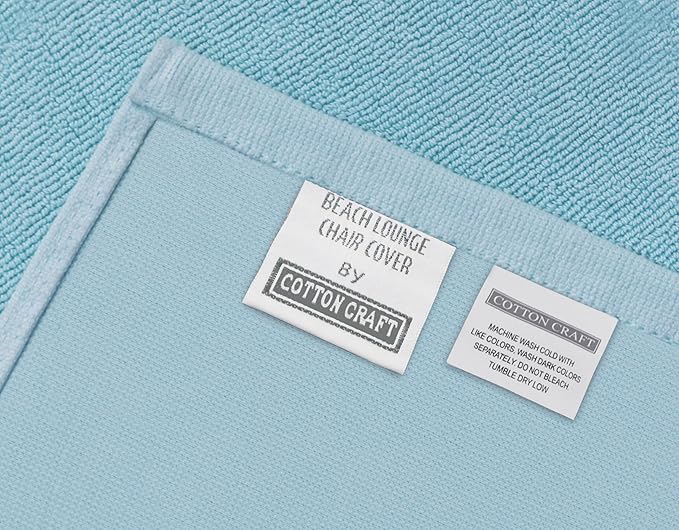 COTTON CRAFT Pool Lounge Chair Cover - 2 Pack - 100% Cotton - Soft Ringspun Terry Towel Spa Chaise Lounge Chair Cover - Beach Chair Cover - Oversized 32 inches W x 82 in Length x 7 inch Pocket – Blue