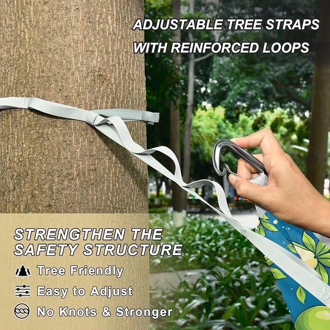Camping Hammock Outdoor Hammocks for Outside Green Guava Beach Trees Portable Lightweight with Pockets Tree Straps Indoor