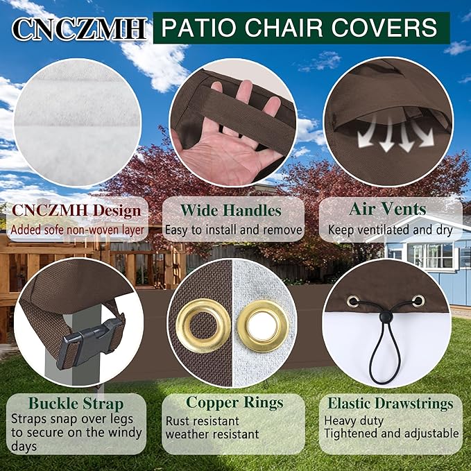 Heavy Duty Patio Furniture Covers Waterproof, 600D Outdoor Furniture Cover Waterproof for Sectional Sofa Couch, Outdoor Dining Table and Chair Set Covers 110''L x 84''W x 28''H, Brown